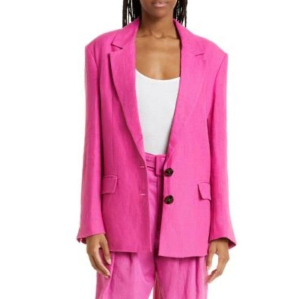 Farm Rio Pink Linen Blazer